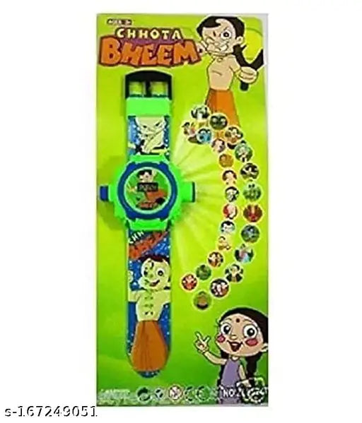 China-made Chota Bheem & Doraemon digital watch for kids, featuring 24 cartoon images on a projector