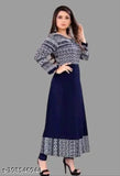 New print crepe Anarkali dress, three-quarter sleeve, vibrant Indian fashion