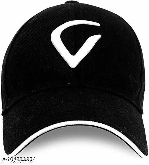 Trendy black cotton baseball cap, solid design, adjustable fit - stylish headwear from India