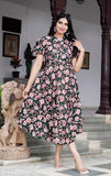 Multicolor embroidered rayon Anarkali kurti for women, S (36in bust, 48in size length)