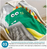 Coral dinosaur-printed fleece blanket, soft & cozy for kids all seasons, 100% polyester, reversible, easy to clean