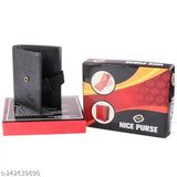 PU leather formal-casual wallet, solid pattern, 2 compartments, free size (11x9cm), trendy accessory for men by ZnwEnterprise