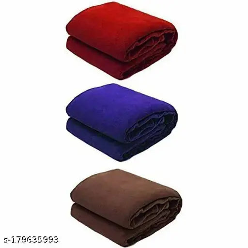 Bright Cove solid fleece blankets set of 3 pieces, vibrant colors, gentle on skin, multipurpose for any age group