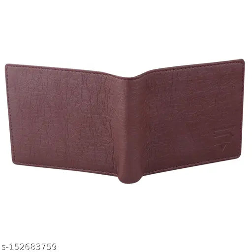 Brown faux leather men's wallet, 3 card slots, 2 hidden compartments, 2 ID compartments, 1 coin pocket, 2 currency slots. Durable, elegant design, RFID protected. Comes with gift box