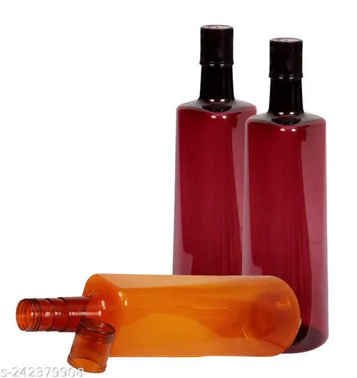 Orange and Wine frosted PET water bottles set of 3, BPA-free and leak-proof