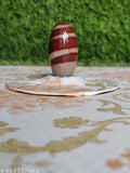 Natural Ceramic Narmada River Tilak Shiva Lingam, 2-inch height for home pooja