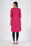 Magenta wool embroidered Kurta for women, three-quarter sleeves, trendy, Indian origin