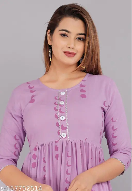 Rayon printed combo kurti, three-quarter sleeves, Aishani refined style, Indian origin