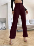 Classic cotton blend trousers for women, solid net, size 26/28, India-made