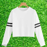 Trending women's cotton blend long-sleeved crop top, solid color, ideal for summer and winter, made in India