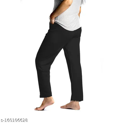 Black and Navy Stretchable Cotton Blend ABEER Lounge Wear Pyjama with Side Pockets (XL)