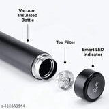 Black stainless steel LED temperature display water bottle, leak-proof and BIS/ISI certified