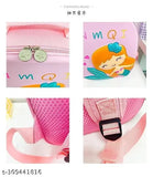 Pink nylon mermaid-themed backpack, ideal for preschool kids, waterproof, adjustable shoulder strap, free size (30cm x 27cm), made in India
