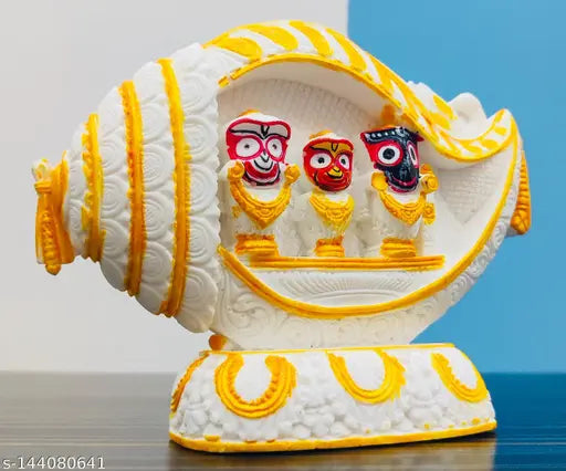 Handcrafted marble Jagannath Dham Lord Jagannath idol, decorative showpiece for car or home, 12cm x 13cm x 1cm