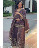New Designer net stitched party wear set, three-quarter sleeve, printed Indian kurta with dupatta and bottomwear