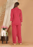 Cotton printed red nightsuit set, comfortable top & pyjamas, vibrant and stylish women's sleepwear from Sakshi Fashion