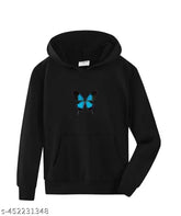 Olive cotton butterfly printed boys & girls sweatshirt with huddie - one pocket, long sleeves, straight hem - winter wear for kids