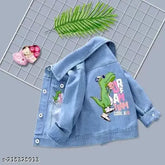 Unisex denim jacket with team print, long sleeves, ideal for kids' playwear, made in India