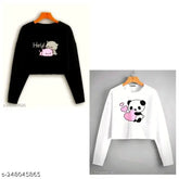 Printed long sleeve western-style cotton crop top for women and girls, high-quality and affordable