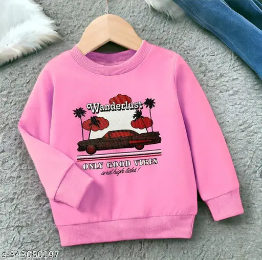 Cotton blend kids round neck sweatshirt set (2 pack), warm and cozy kids winterwear for boys & girls