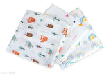 Organic cotton muslin swaddle set of 3 (fox - rainbow- triangle), perfect for mild winter, abstract print