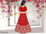 Embroidered satin pattu lehenga for kids (2-15 years), India-made traditional net dupatta and short sleeves