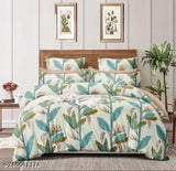 Glace cotton botanical double bedsheet with 2 pillow covers, ideal for adult bedrooms (90x100 inches, country of origin: India)