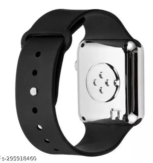 Black silicone square digital LED watch, ideal for unisex casual occasions. (N:2, origin:India)