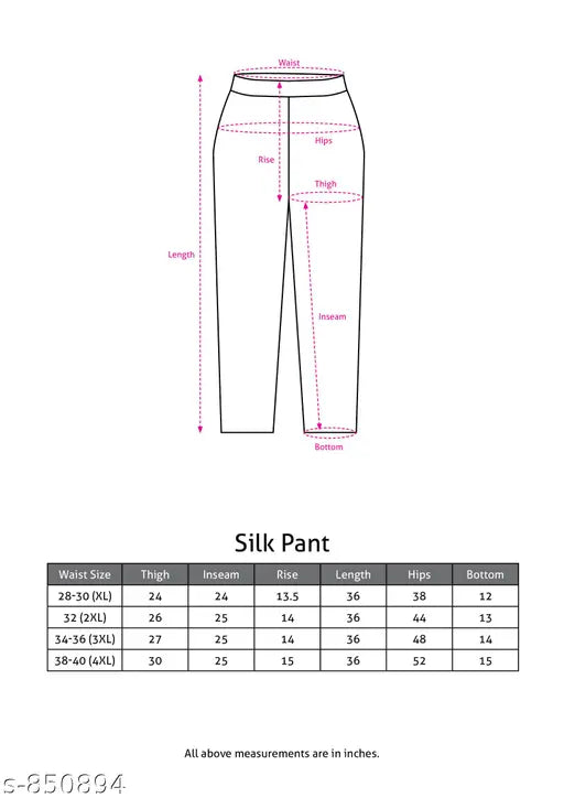 Gold silk blend pants for women, stylish and fancy silk trouser on display