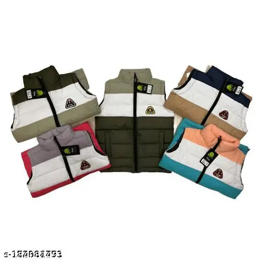 Colorblocked polyester sleeveless jackets for kids, 12-13 years size, India origin
