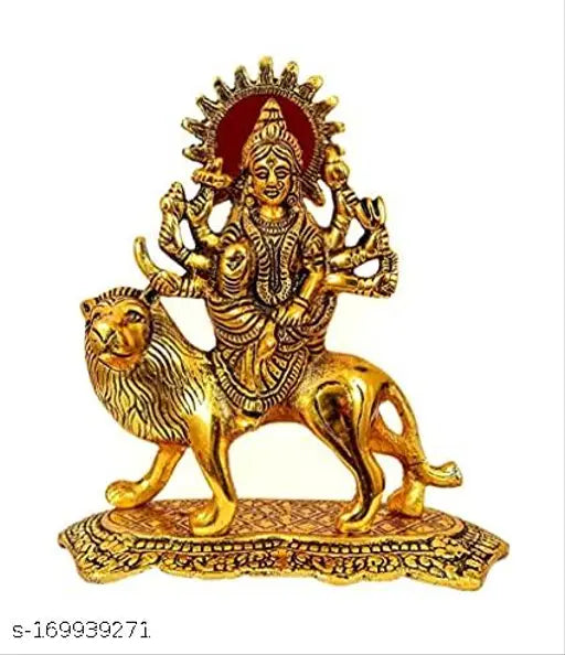Golden Maa Durga idol (12cm height) from sai collection, traditional Indian showpiece for home decor or religious spaces