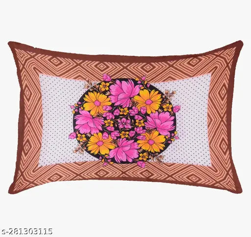 Brown Jaipuri print double bed sheets, premium quality Poorak cotton with floral design
