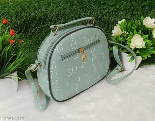 PU slingbag, classic fashionable women's bag with 3 compartments, free size (9in x 4in x 7in), solid color