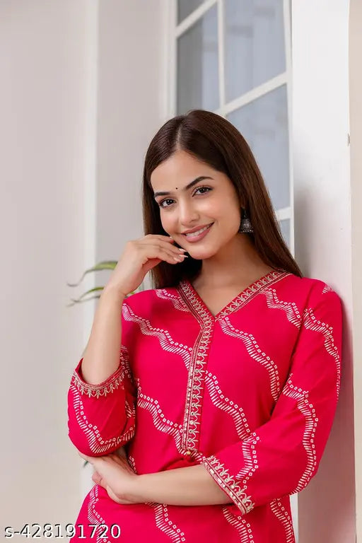 Rayon pink embroidered work lehenga set, party wear with palazzos - India