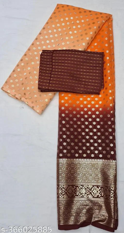 Heavy Georgette foil saree, free size, Indian party wear with Zari woven blouse