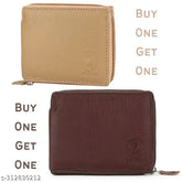 Vegan leather round zip wallet, dual-use for men's & women's, faux leather, 3 card slots, 2 currency compartments, coin pocket, secret pockets, zip closure, solid pattern, made in India (11cm x 9cm)