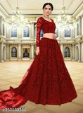 Fancy embroidered net lehenga-choli and dupatta set for women, free size, Indian origin