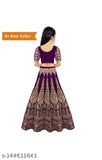 Embroidered taffeta silk girl's lahenga choli with net dupatta, 4-10 years sizes available