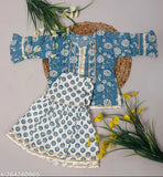 Cotton Sanganeri Printed Kurti with Sharara Dress for Baby Girls, vibrant colors, Jaipuri craft, Indian festivals attire
