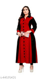 Red and black rayon cotton blend solid kurta for women, perfect for parties, festivals, casual or traditional occasions