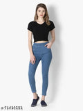 Blue denim ILASTIC POCKET jeggings with solid pattern for women's wardrobe