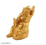 Matte gold resin Ganesh statue for home decor, versatile for pooja or office table. Handmade by Indian artisans, ideal gift for various occasions