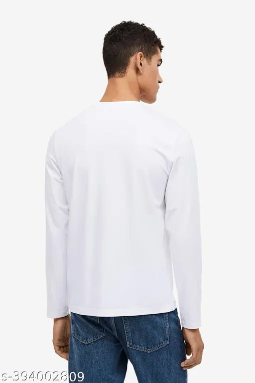 White polyester full sleeve t-shirt with Life Line S design, suitable for boys and men, long sleeves