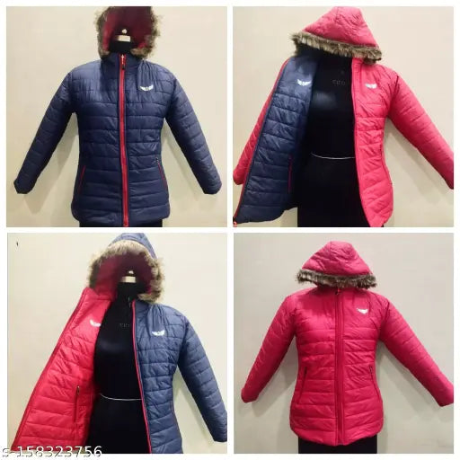 Nylon reversible winter hood jacket for women & girls, ideal for chilly seasons, size XL-5XL