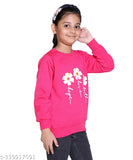 Wool printed round neck sweatshirt for girls, long sleeves in various sizes from 3-4 Years to 10-11 Years. Made in India
