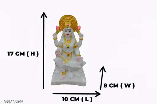 7" White Marble Lakshmi Devi Idol for Home Puja, temple decoration and Diwali - Detailed, durable & beautifully crafted Goddess idol showpiece