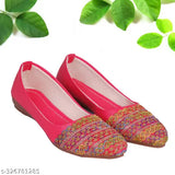 Pink multi-color patent leather belly flats - trendy casual office wear for women