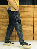 Indian denim baggy jeans, loose fit, six pockets. Comfortable trousers for men, vintage-inspired, urban style. Sizes: 28 (Waist 28, Hip 38), 30 (Waist 30, Hip 40), 32 (Waist 32, Hip 42), 34 (Waist 34, Hip 44)