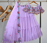 Embroidered Georgette Lehenga Choli set, free size, Indian women's traditional attire with net dupatta