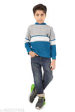 Multicolor woolen sweater for boys aged 3-12 years, colorblocked design, handcrafted in India